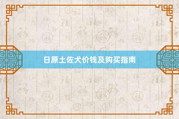 日原土佐犬价钱及购买指南